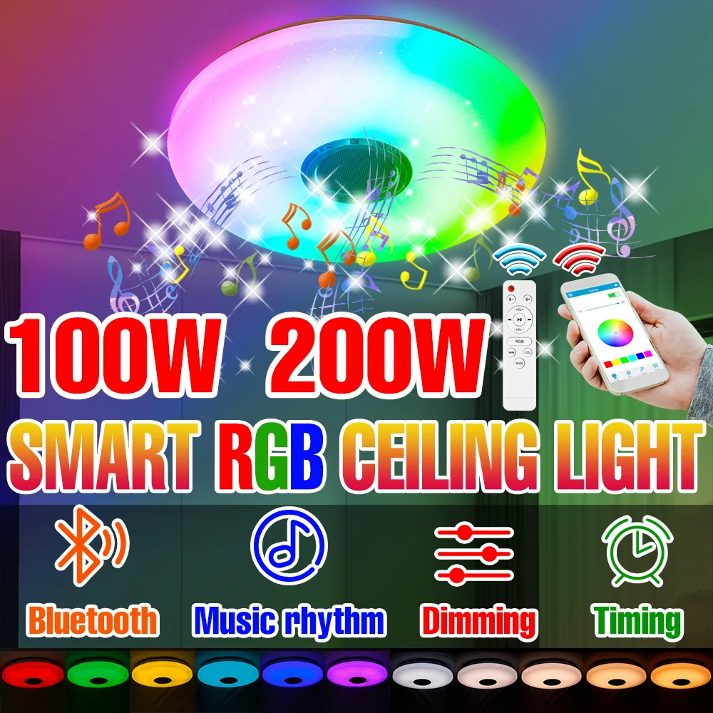 200w-led-スマートランプ-rgb-ラウンド天井雰囲気ライト-bluetooth-接続-app-リモコン調光ホームパーティー装飾照明