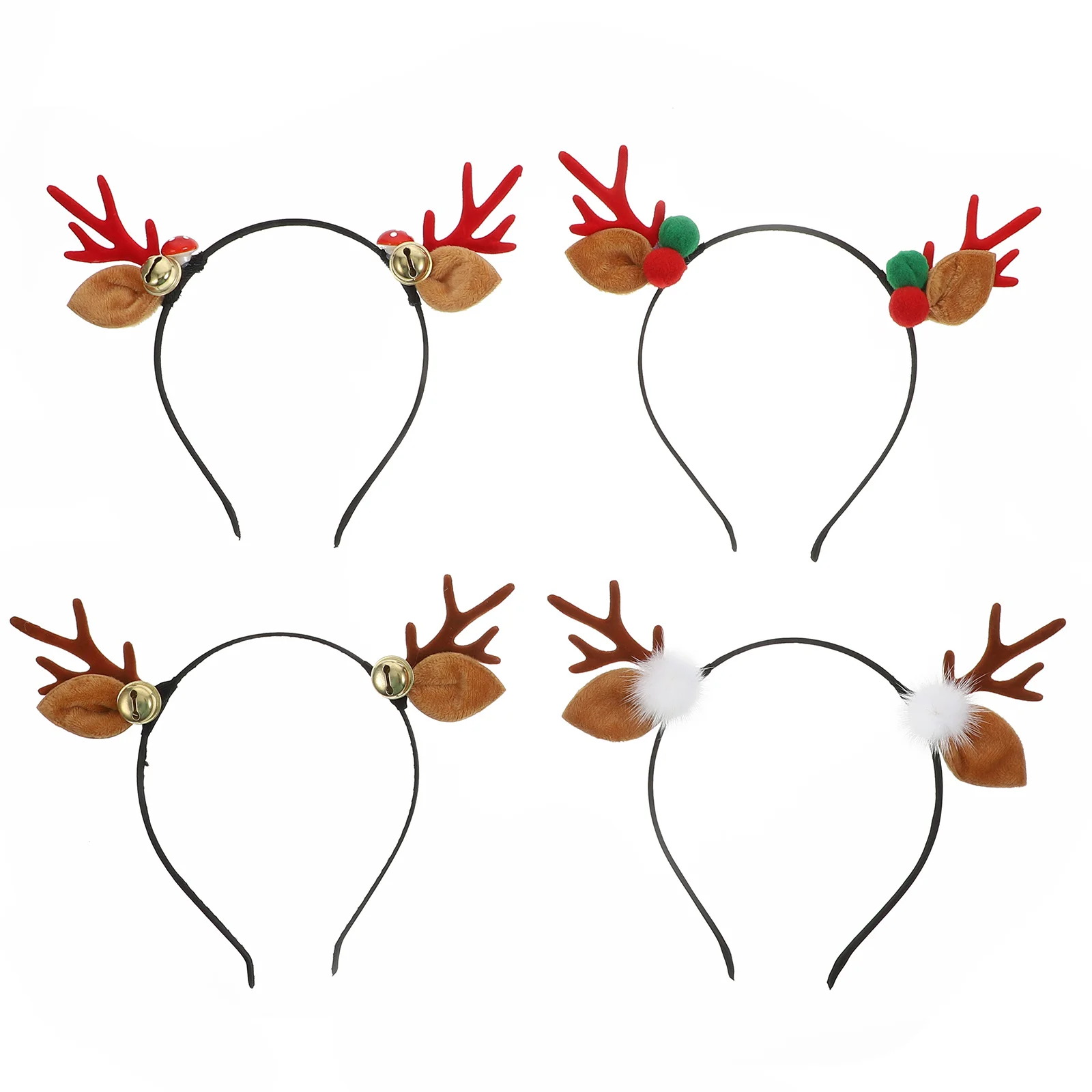 

4Pcs AntlerHeadb ChristmasHeaddress PartyHairDecor KidsChic ChildNonSlip PremiumMaterial FestiveAtmosphere BirthdayFancyBall