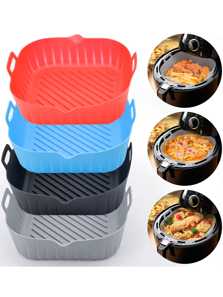 Plateau spécial pour friteuse à air en Silicone, sécurité alimentaire, tapis carré réutilisable pour barbecue, plateau de cuisson, plaque de moule de cuisson pour four, adapté à la cuisine