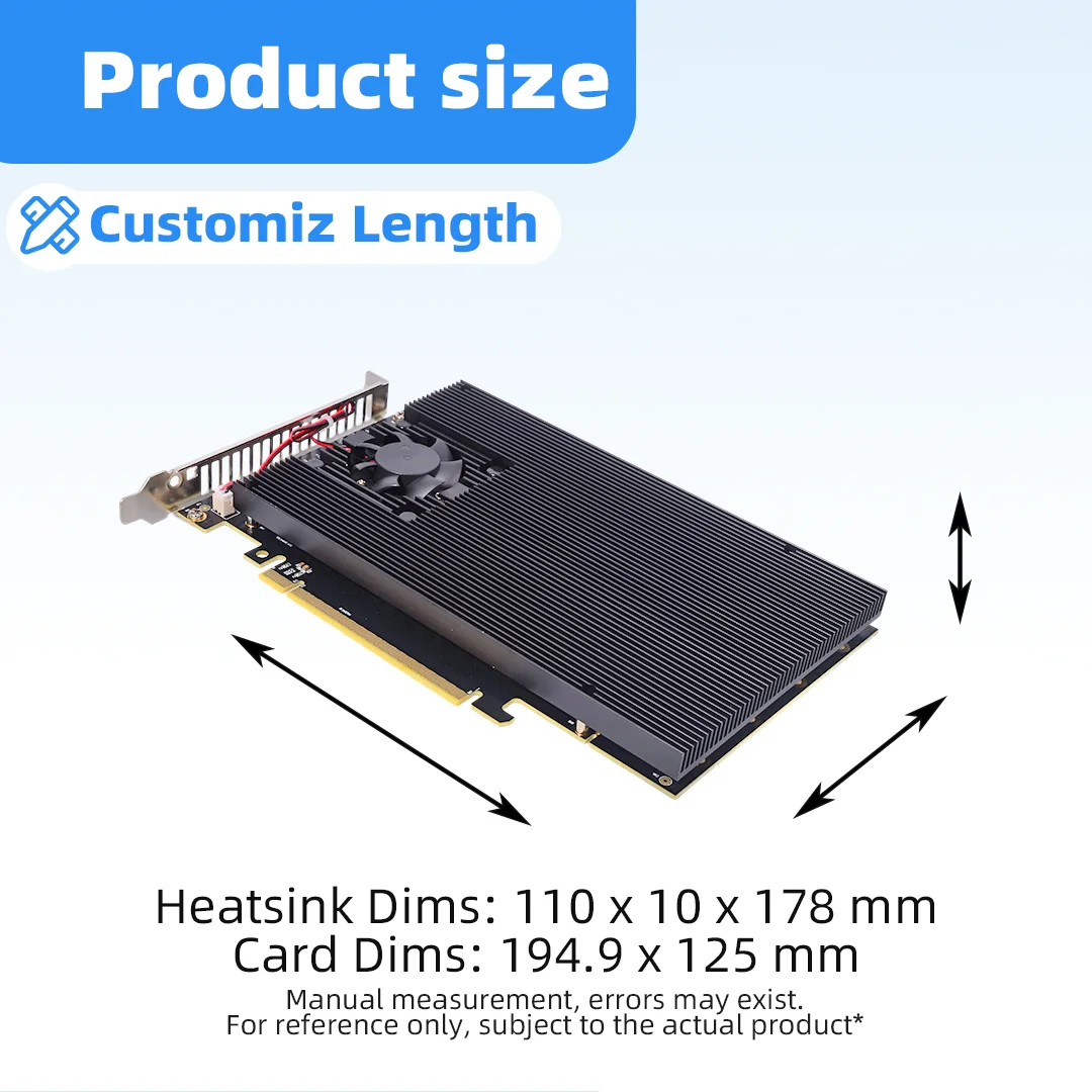 ADT PCIe 3.0 To NVME 4-Bay Expansion Card, M.2 PLX8747 Silent Full/Half Height GPU Heatsink Cooler No Disassembly Supports FN