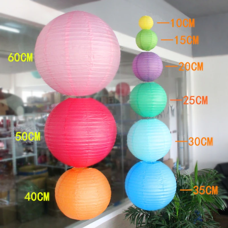 Multicolors Chinese/Japanese Round Paper Lanterns Ball for Wedding Party Hanging Lanterns Birthday Decor Babyshower DIY Supplies