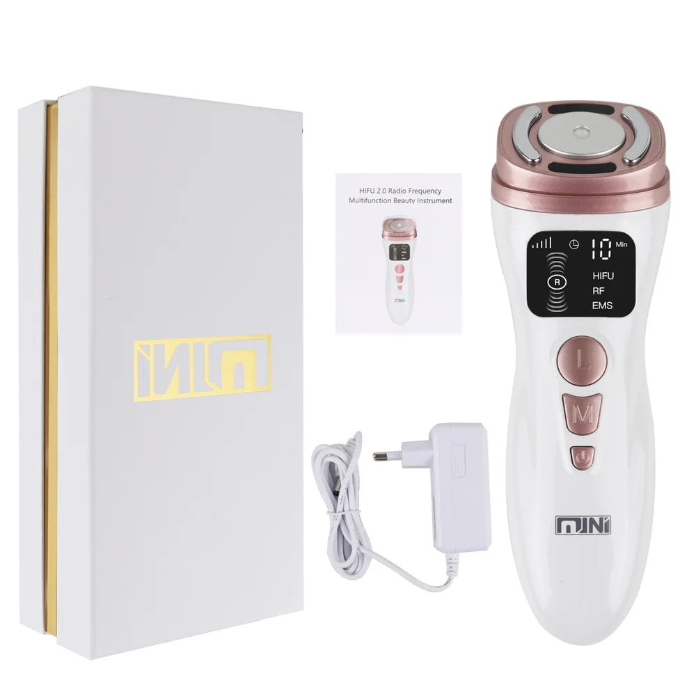 Mini HIFU Gesichts Maschine Radio Frequenz Ultraschall Facelifting Massagegerät RF EMS Anti Falten Straffung Gesichts Hautpflege Werkzeuge