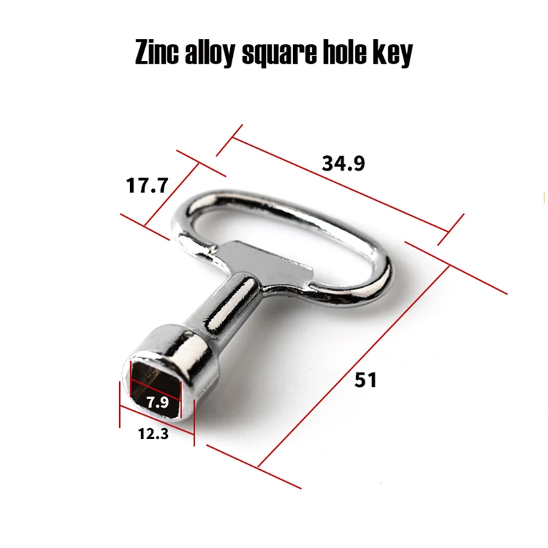 Square Key 3Pcs Square Key Plumbing Hole Faucet Key Water Valve Tap 8mm Vent Key Heating Key Heating Vent Key Square Socket Lock
