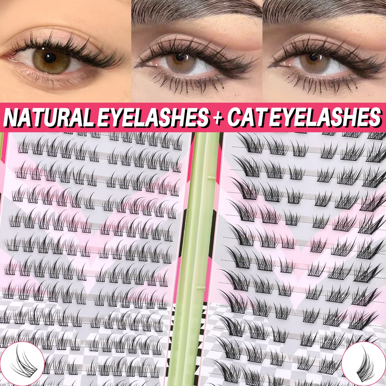 GROINNEYA Wimpers Clusters 320 stks Natuurlijke Wimperverlenging Cluster Wimpers Volume Gemengde Lade Wimpers Cluster Natuurlijke Wimpers