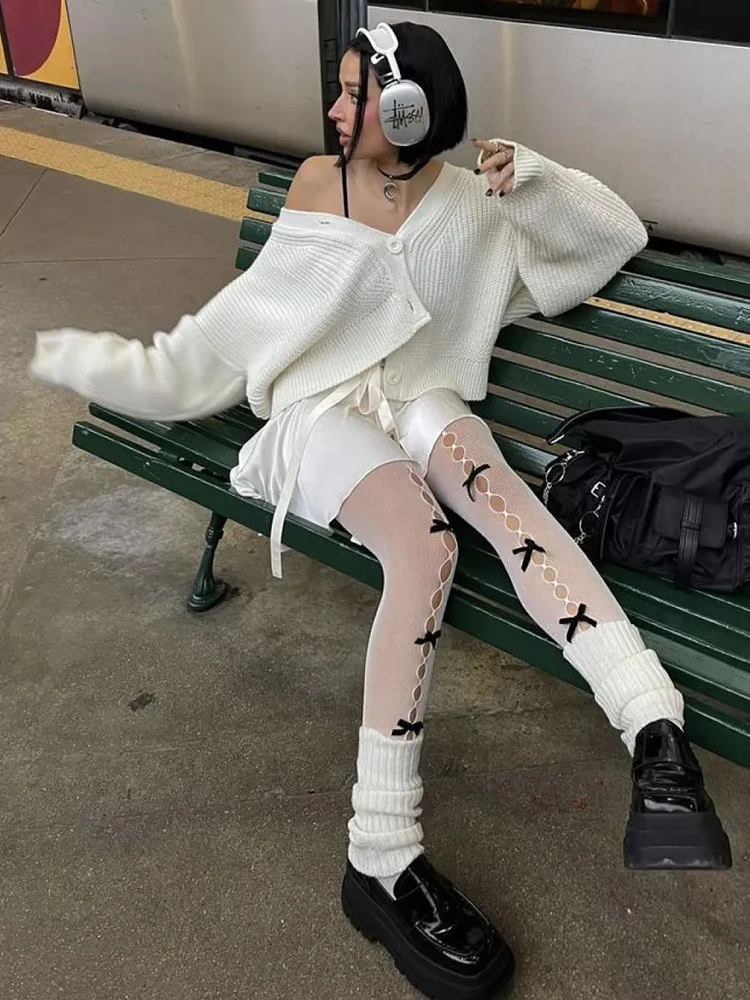 1 Paar Größe S-L Lolita Schmetterling Knoten Netzstrumpfhose Damen Fliege Japanisch JK Angeln Sexy Hollow Out Strumpfhosen 2025