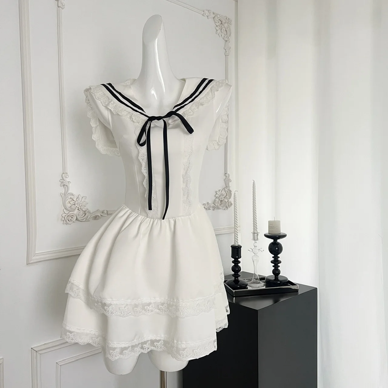 Japanese Lolita Mini  Dress Female Evening Party Kawaii Dress Women Lace Sleeveless Dress Korean Fashion Summer 2000s Vintage