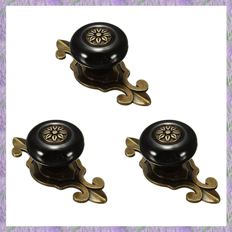 

A63K-3X Vintage Door Knobs Drawer Cabinet Cupboard Wardrobe Pull Handle Black+Bronze
