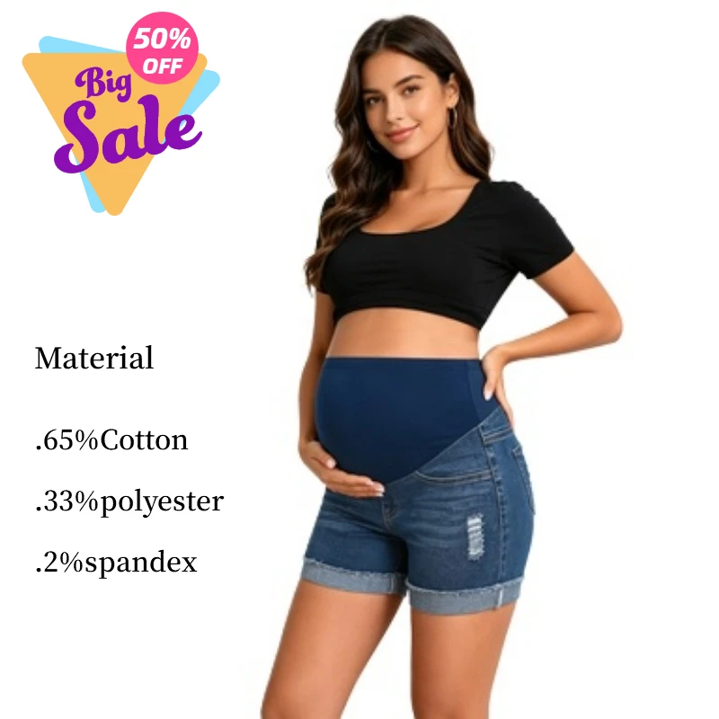 Women's Maternity Shorts Over Belly Pregnancy Lounge Workout Running Pajama Sleep Shorts with Pockets