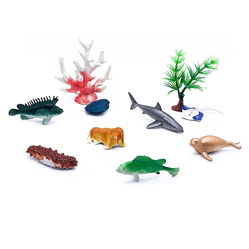 56pcsini Sea Life Animals Coral Octopus Nautiloidea Crab Starfish Ocean Model Action Figures Educational Collection Toy Kid