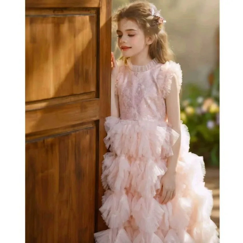 Neues Rosa Partykleid für Kinder, Klavierauftritt-Kleid, Geburtstags- und Hochzeitskleid für Mädchen A5035, Großhandel Abendkleider für Mädchen – Detail 7