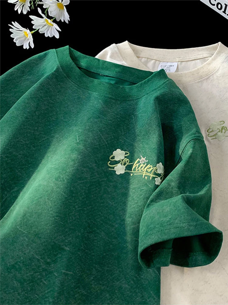 

Новая китайская мужская футболка с вышивкой из ледяного шелка, летняя, тонкая, из лиоцелла и хлопка, с коротким рукавом, модная.