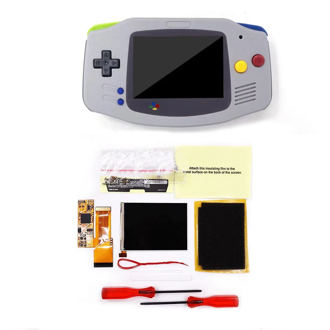 DIY IPS GBA Layar LCD 10 Tingkat Kecerahan Tinggi Lampu Latar untuk Konsol Lanjutan Game Nintendo Versi V2 dengan Perumahan Pra-potong