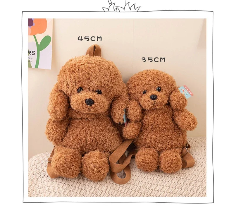 35/45cm Teddy Hund Rucksäcke Stofftier Pudel tasche Plüsch verstellbare Schult aschen Kindergarten Plüsch Rucksack Spielzeug Geschenke – Detail 2