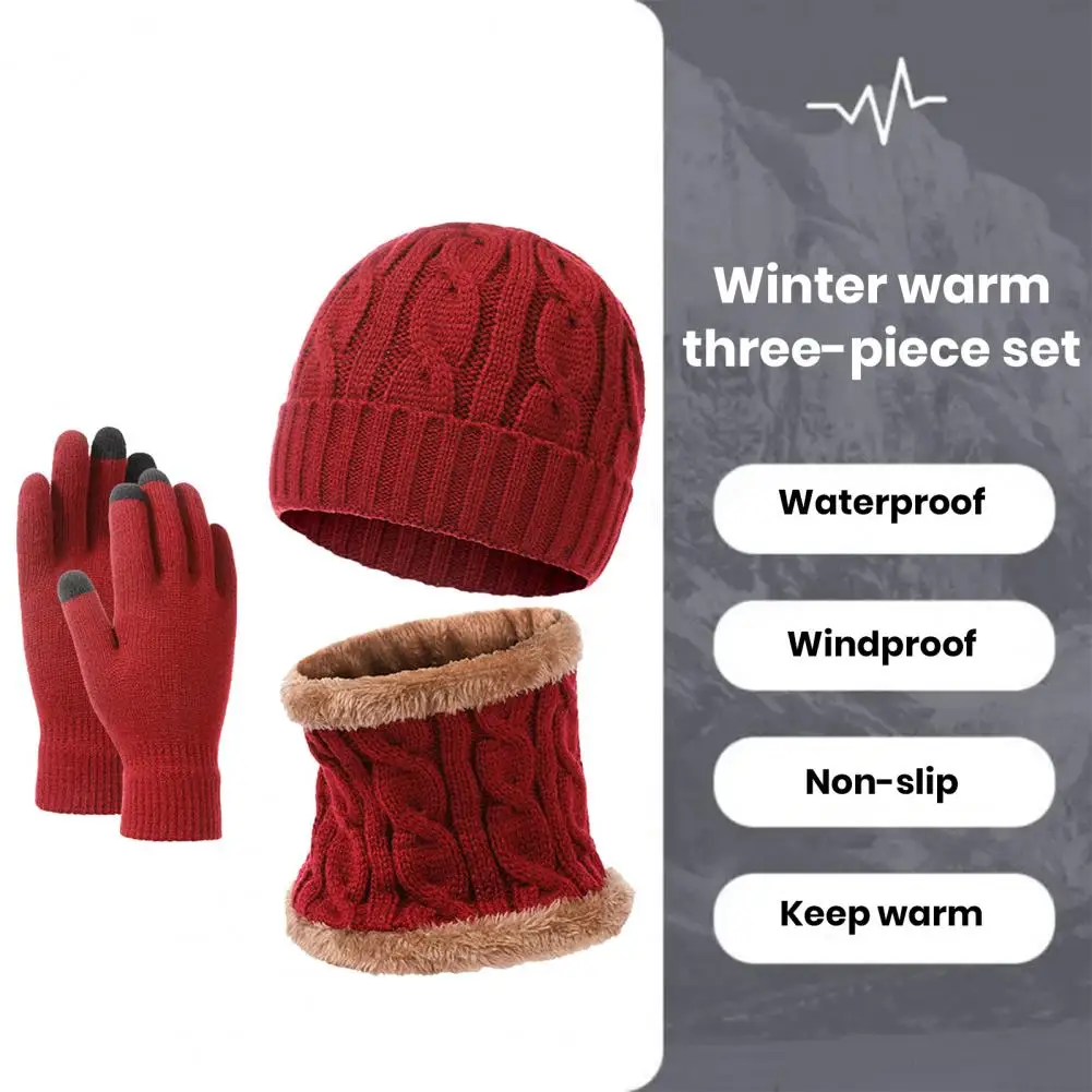 

Unsiex Winter Neck Wrap Hat Gloves Set Cozy Windproof Outdoor Cycling Cap Neck Warmer Gloves Set Unisex Thick Warm for Head