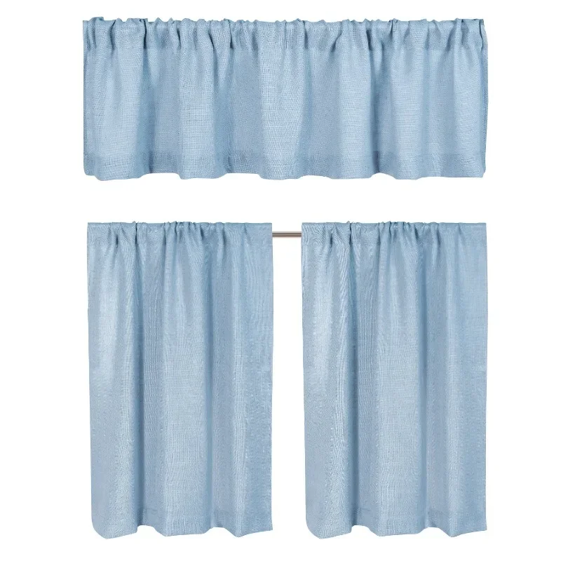 

Hot Sale.Linen Blend Light Filtering Rod Pocket Kitchen Curtain Tier and Valance, Set of 3 Free shippment