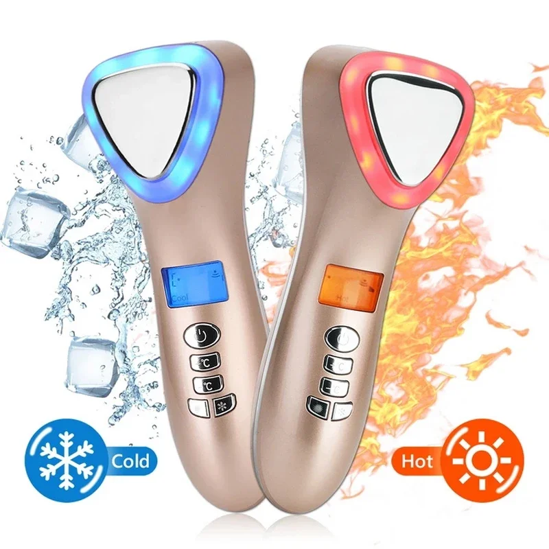 Electric Facial Massager Ultrasonic Cryotherapy Hot Cold Light Photon Wrinkle Remove Device Face Spa Beauty Machine Skin Care