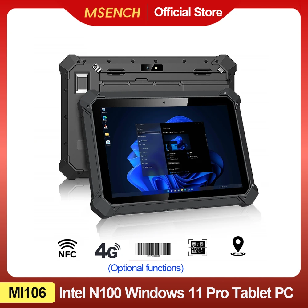 MSENCH Industrial Tablet Windows 10 Wifi Bluetooth RJ45 HDMI 2D Scanner 10000mAh Large Battery Rugged Tablet Windows11