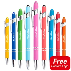 20Pcs Custom Logo Multcolor Metal Ballpoint Pen Personalized Carving Name Business Advertising Gifts Office Stationery Wholesale