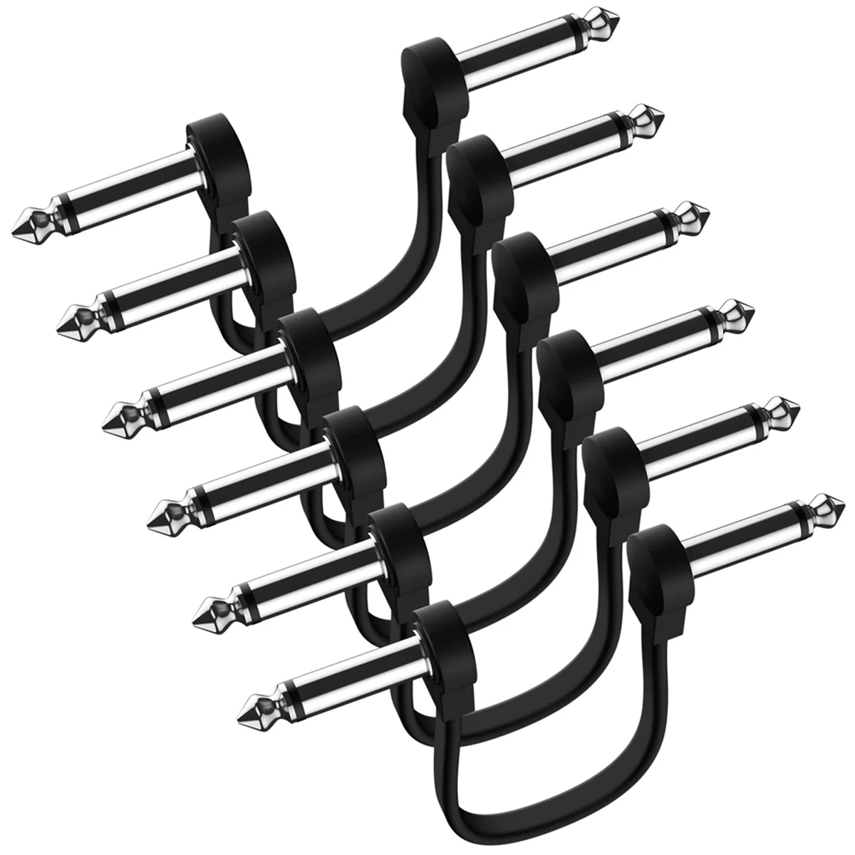 B03B-6 Pack 6 Inch Guitar Patch Cable, Instrument Guitar Pedal Cable Right Angle Flat Patch Cable