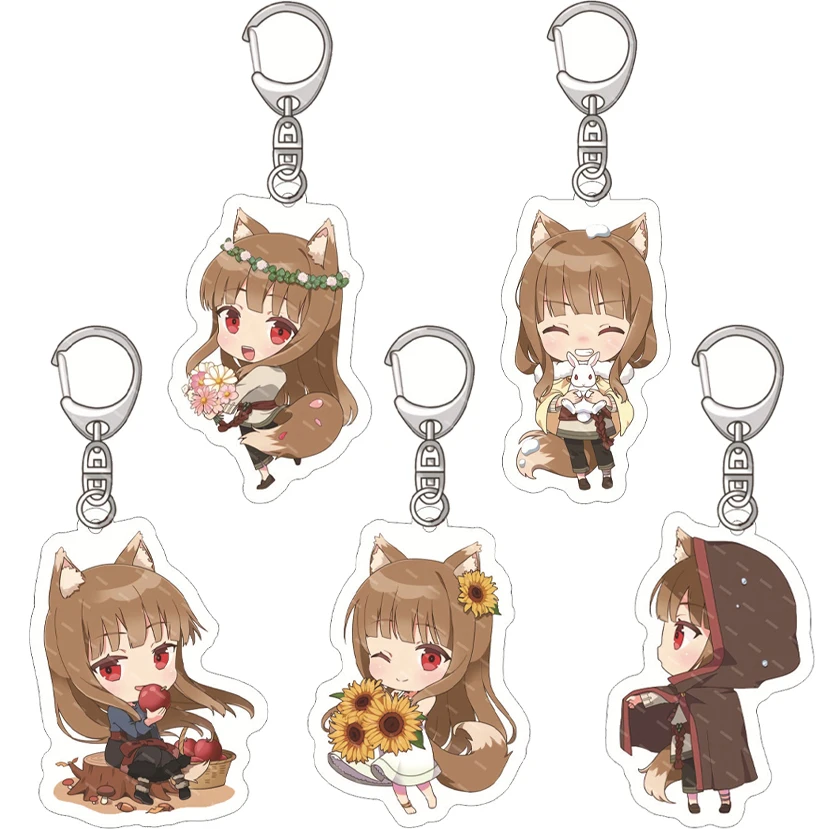 55MM Anime Spice and Wolf Figur Heldin Holo Acryl-Schlüsselanhänger Kawaii ‌   Niedliche Weihnachtsgeschenke