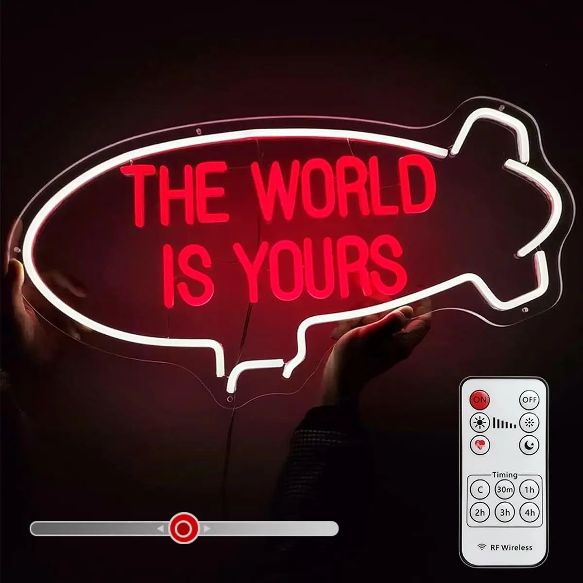 

16inch The World Is Yours Neon Sign for Blimp LED Light Up Sign for Game Room Men Cave Home Bar Club Kid Birthday Gift Bedroom