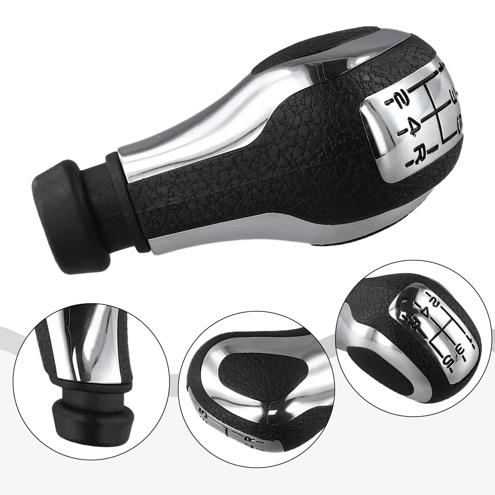 Perfect Fit 5 Speed Shift Knob Car Gear Knob Sleek Design Smooth Shifting Aftermarket Replacement Black & Chrome