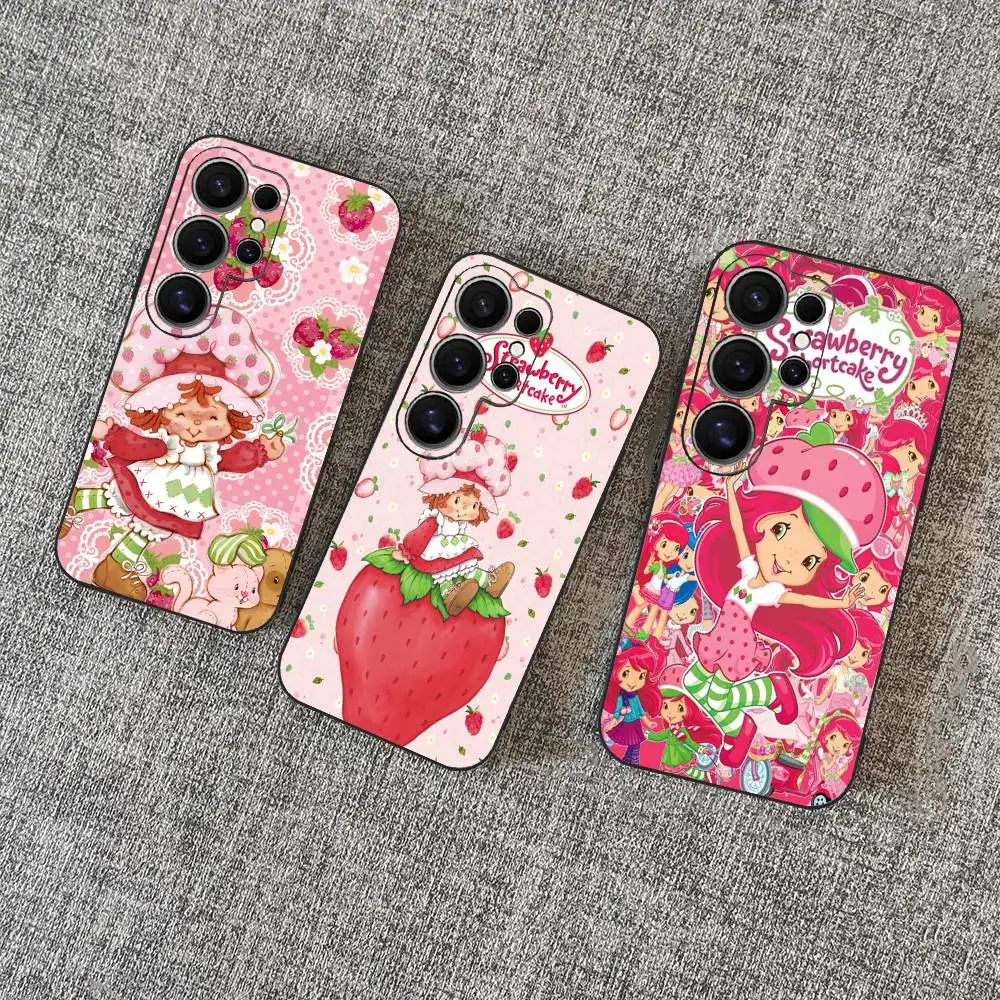 S-Strawberry Cartoon S-Shortcake Girl Phone Case For Samsung S 24 fe 25 Ultra plus 20 lite 21 30 22 23 24 22 Ultra 5G Fundas