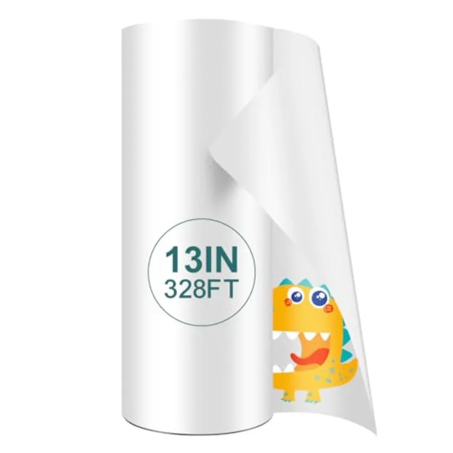

Рулонная пленка для DTF-печати 13" x 328 футов, двусторонняя глянцевая прозрачная бумага для термопереноса, предварительно обработанная ПЭТ-пленка для холодного и горячего отслаивания