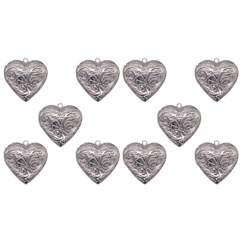 

10 Pcs Peach Heart Pendant Photo Locket Creative Neck Pendants Decorative Valentines Necklace Women Frames Miss