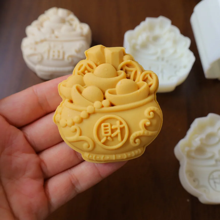 

50g 75g Chinese Ingot Fortune Moon Cake Plunger Wealth Blessing Stamp Pastry Dessert Mung Bean Rice Cake Baking Accessories Tool