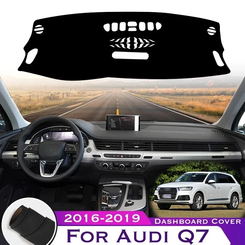 

For Audi Q7 4M 2016-2019 Car Dashboard Avoid Light Pad Instrument Platform Desk Cover Leather velvet Mat Carpets Protective Pad