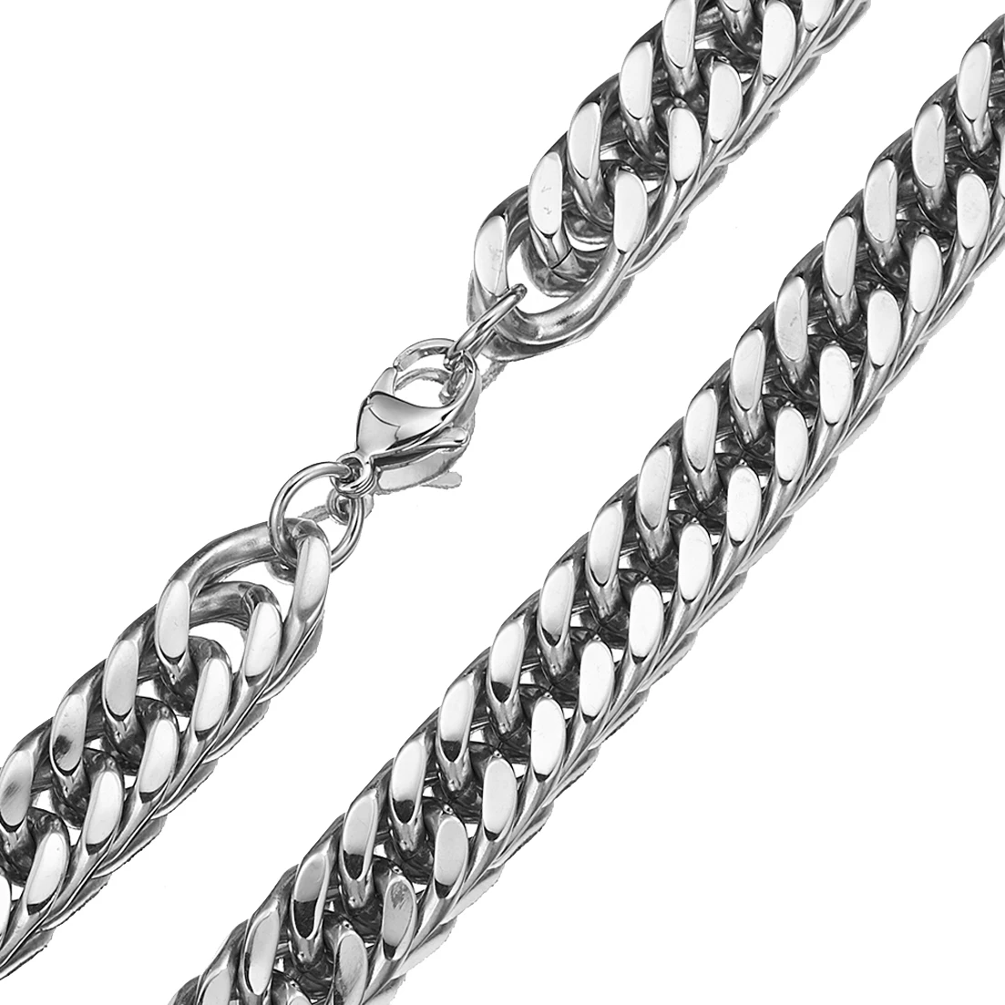 8mm-19mm Any Length Heavy Polished Silver Color Curb Cuban Men Chain 316L Stainless Steel Necklace Fashion Jewelry