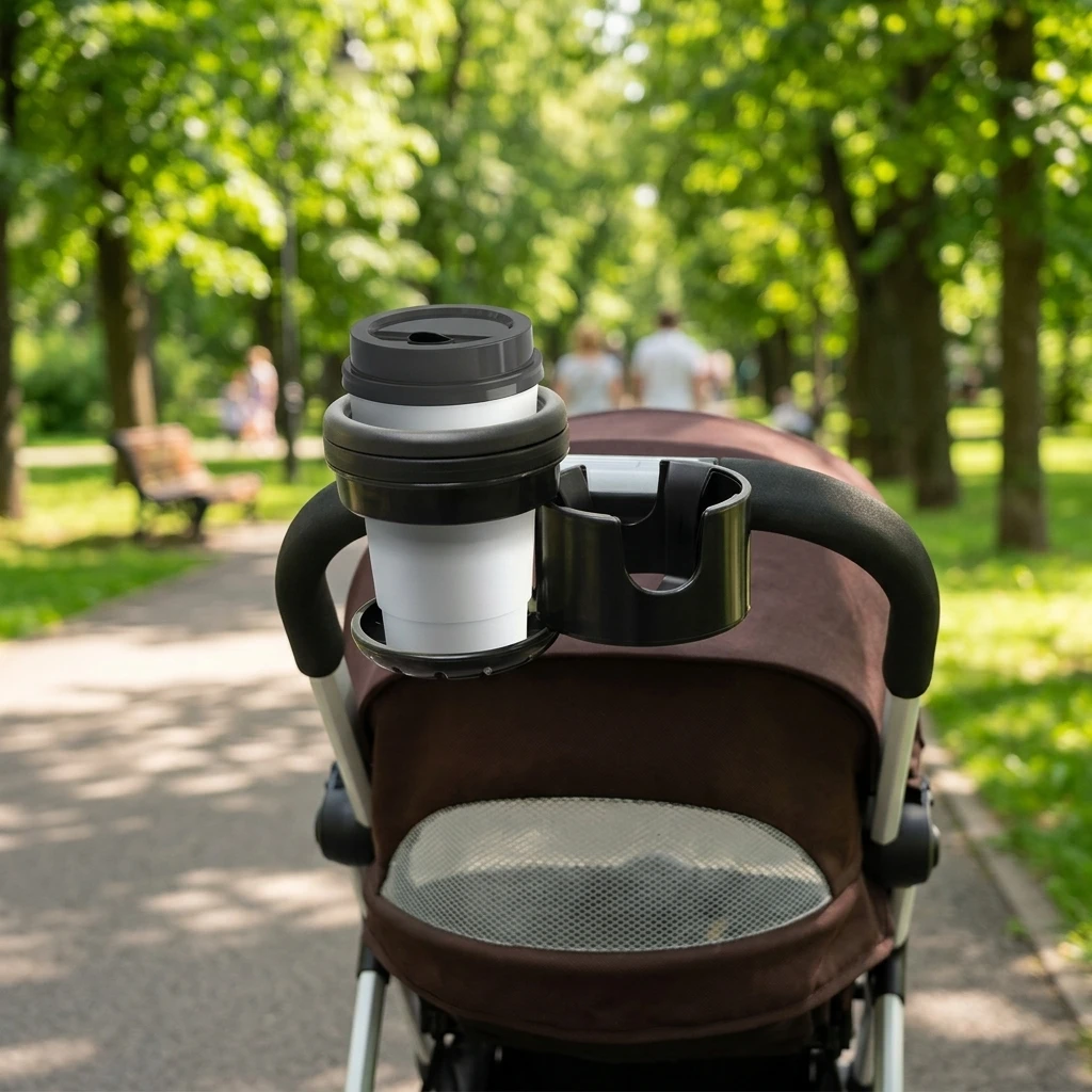 Universal Baby Stroller Cup Holder and Bottle Organizer with Dual Slots for Outdoor Infant Feeding Accessories