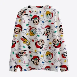 2024 Autumn Merry Christmas Mickey Minnie 3D Printed Round Neck Casual Sweatshirt Women's Pullover Long Sleeve Top Y2K