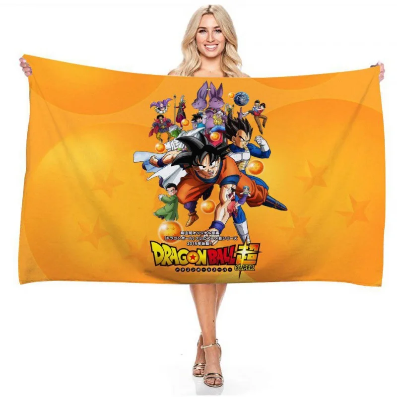 Toalla de playa Dragon Ball de 70x140cm, toallas de playa de microfibra Son Goku, suministros de baño para el hogar
