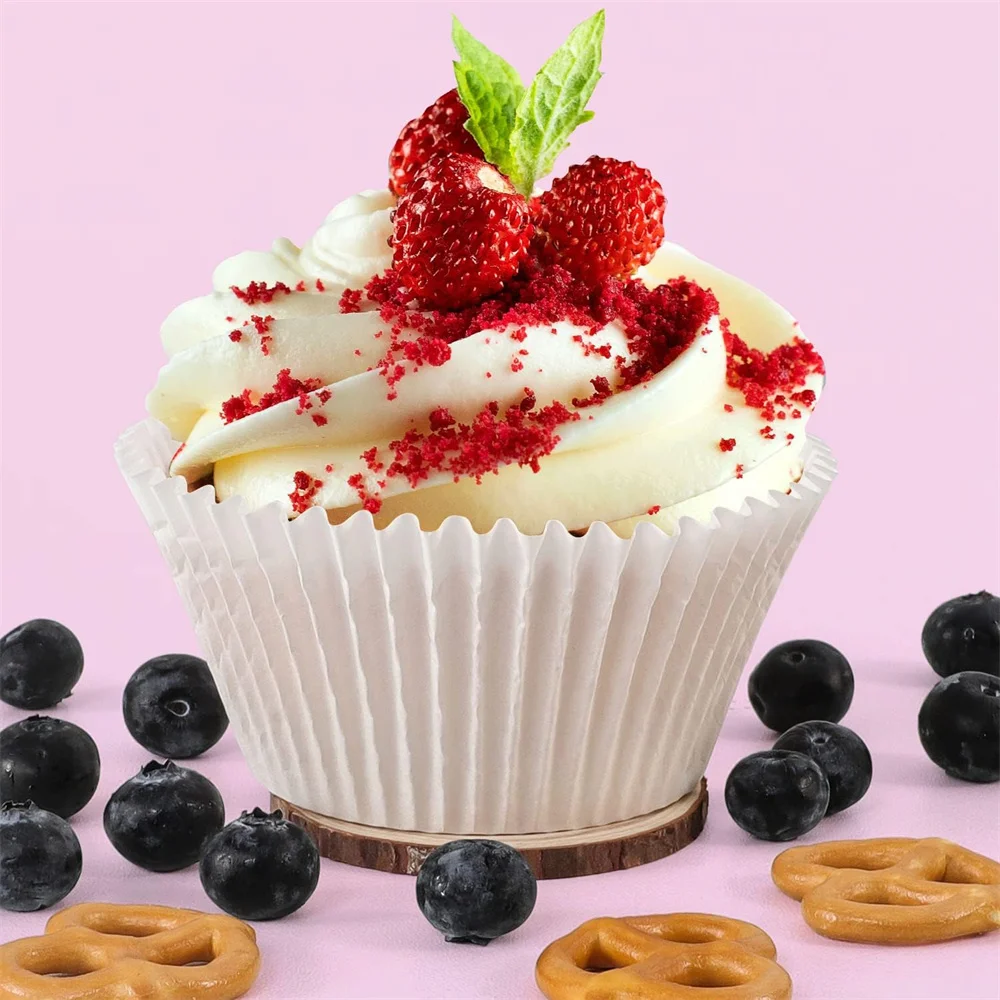 200 Stück weiße Cupcake-Einlagen, antihaftbeschichtete Backförmchen, Muffin-Cupcake-Geschenkpapier, knitterfreie Muffinförmchen für die Hochzeit in der Küche – Detail 5