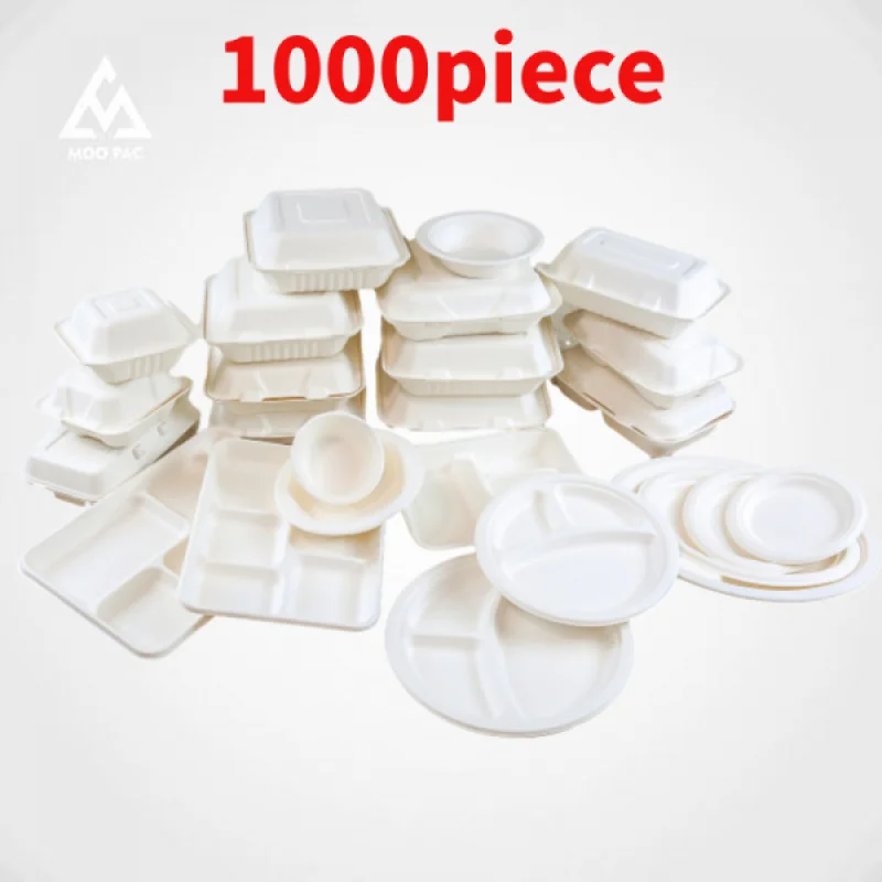 10 00piece.Custom.Eco Friendly Sugarcane Bagasse Food Container Clamshell Catering Boxes Plates Tray Disposable Takeaway Tablewa