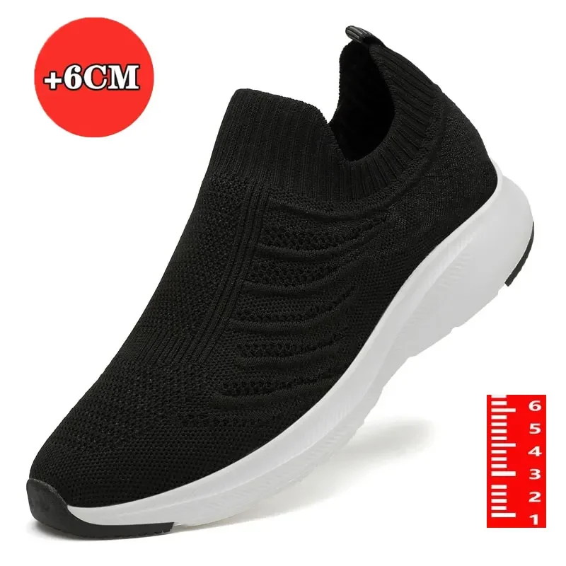 Zapatillas de deporte gruesas para hombre, plantilla de aumento de altura de 6CM, talla grande, tabla transpirable de marca de lujo de alta calidad, 37-44