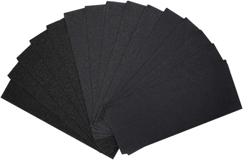 

Assorted Grit Sandpapers for Wood Furniture Finishing, Metal Sanding, Automotive Polishing, 9x3.6 Inch Wet Dry Sheets 15pcs