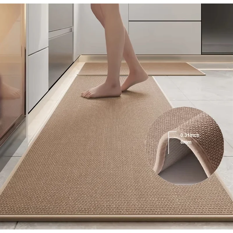 

Linen Woven Bath Mat Bathroom Door Mat Water Absorbent Shower Non-slip Bath Mat Quick Dry Kitchen Mats Entry Door Foot Pad