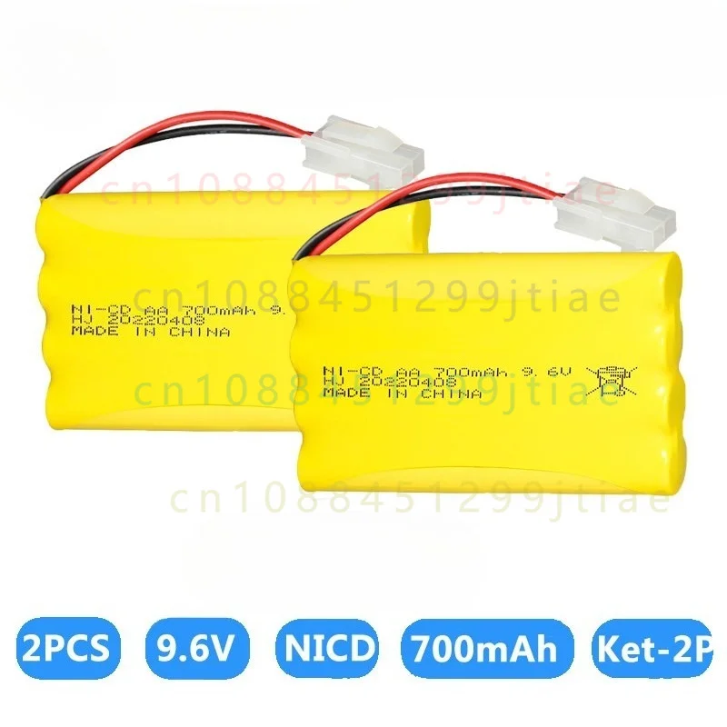 2Pcs 9.6V 700mAh Ni-Cd AA Battery Pack Rechargeable For RC Car KET-2P Plug