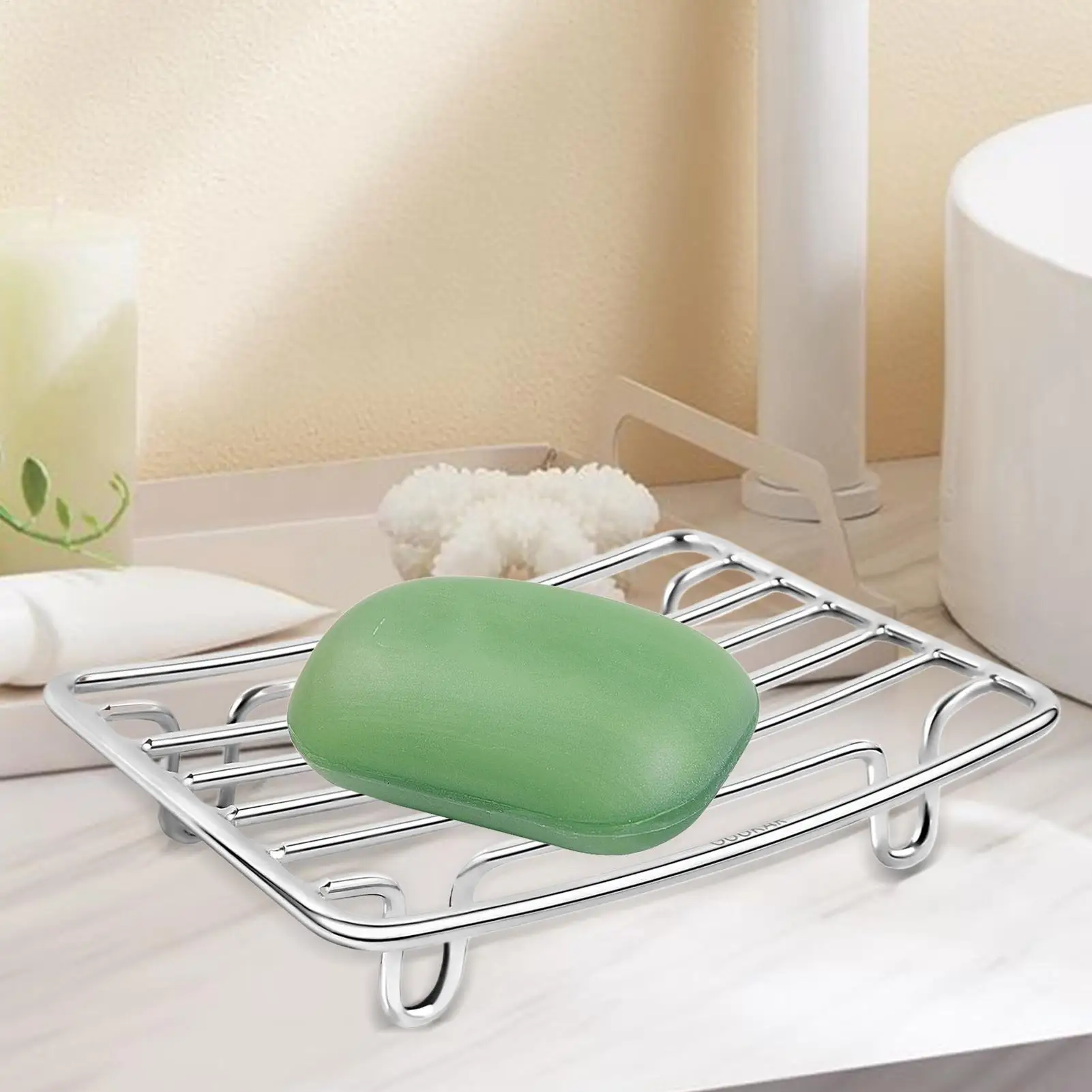 Soap Shower Holder Self-Draining Bar Soap Holder Stainless Steel Wire Tray Drain Sponge Rack for Sponge Sink Apartment RV Guest