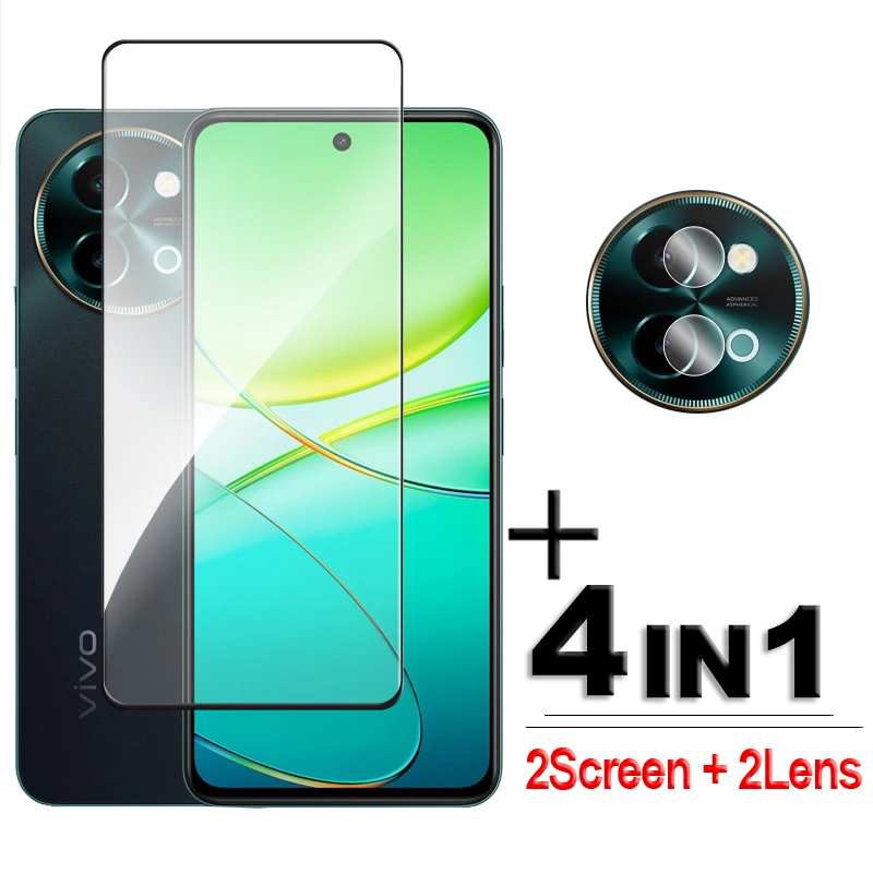 

4in1 For Vivo Y38 Glass For Vivo Y38 5G Tempered Glass 6.68 inch 2.5D Full Cover Glue Screen Protector For Vivo Y38 5G Lens Film