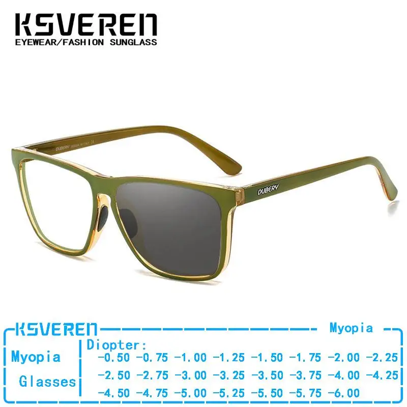 

Negative Strength Photochromic Myopia Glasses Men Square Prescription Nearsighted Eyewear Outdoor Clear Discolour Eyeglasses