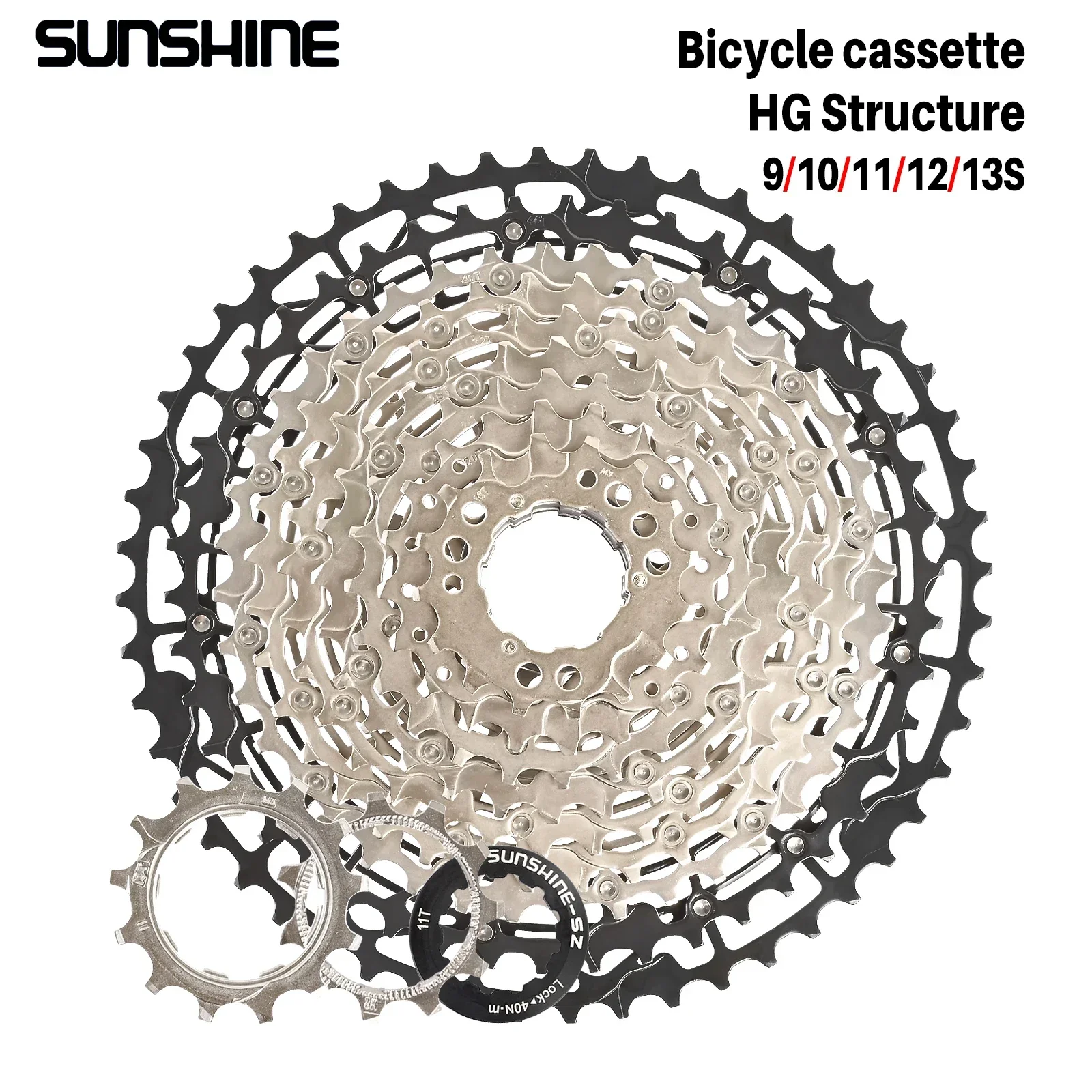 

SUNSHINE Ultralight Bicycle Cassette Freewheel Carbon Steel Material 9/10/11/12/13 Speed HG Structure Sprocket for Mountain Bike