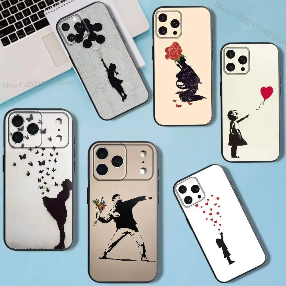 

Art G-Graffiti BanksyS Phone Case For iPhone 11,15,16,14,13,17,12,Pro,SE4,Plus,E,Max,Air,Mini Black Cover