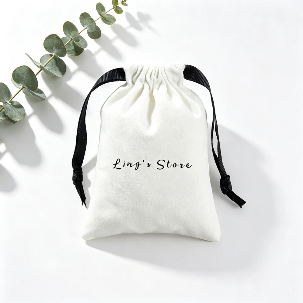100 stuks op maat gemaakte logo sieraden katoenen cadeauzakje handgemaakte mousseline trekkoordzakje winkelen bruiloft gunst geschenkverpakking organisator zak