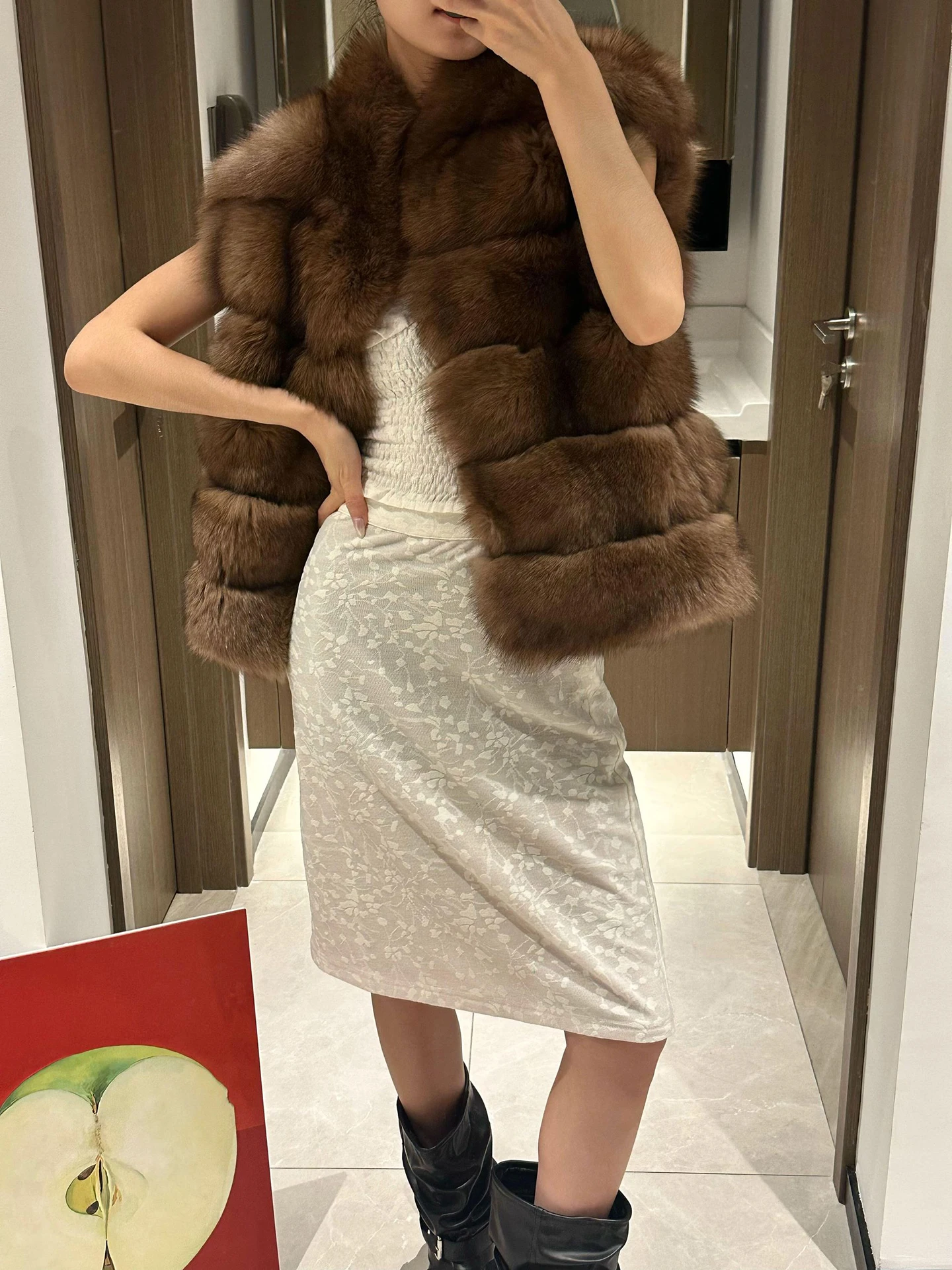 Chaleco de piel de zorro sintética a la moda para mujer, chaleco grueso de cuero de lujo ecológico de estilo de alta gama para otoño e invierno