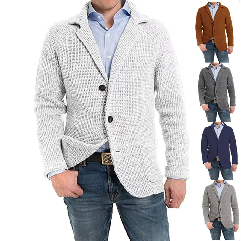 Men's Casual Knitted Cardigan Sweater Fashion Long Sleeve Pockets Cardigan Knitted Sweater Jackets