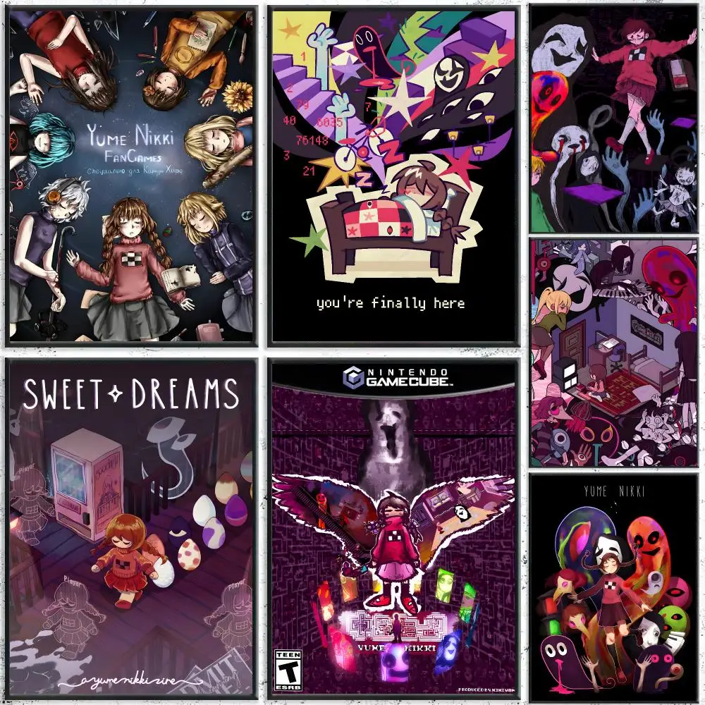 Game Yume Nikki Poster Self-Adhesive Waterproof Wall Stickers, Coffee Bar Home Wall Decor